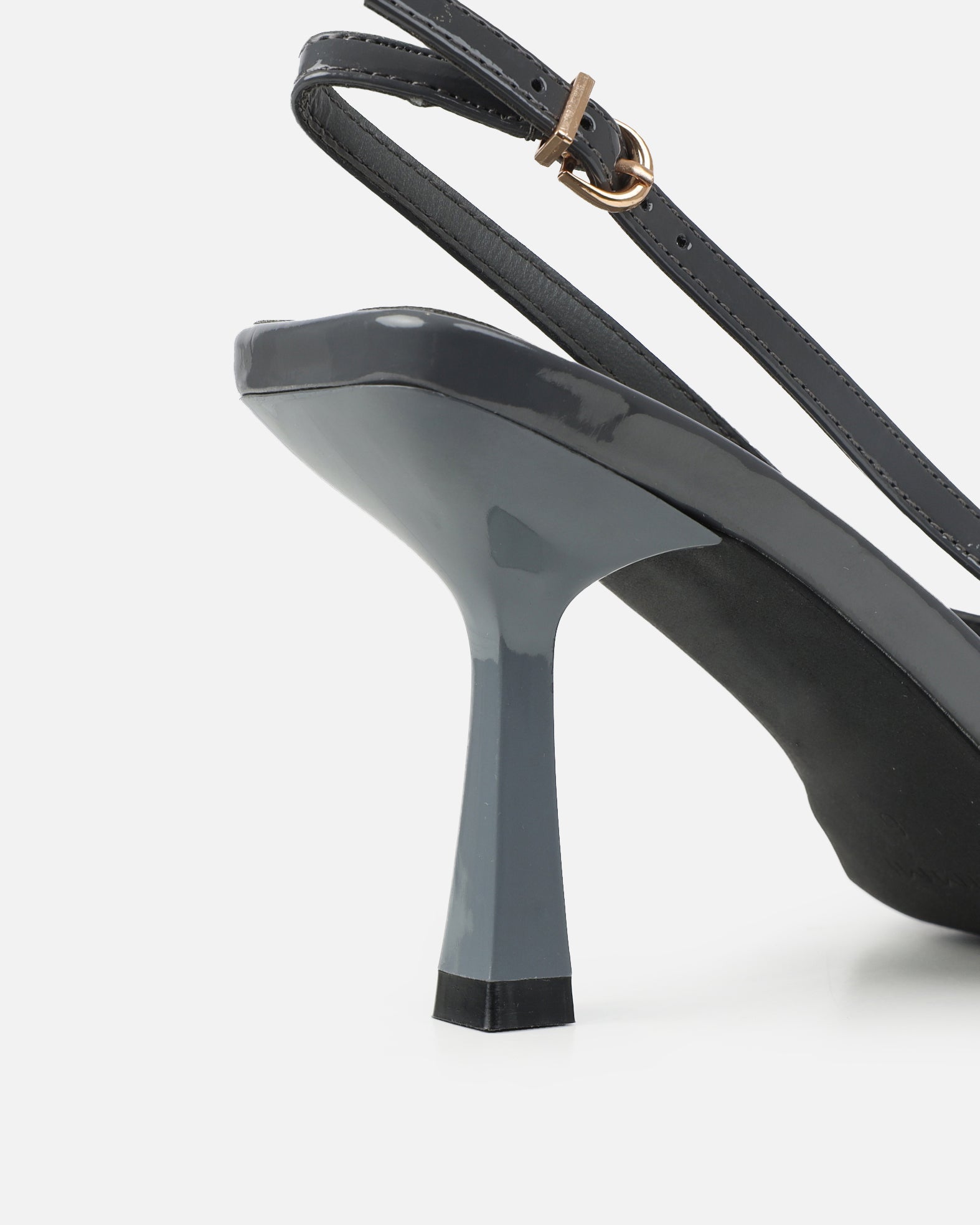 Aksa Grey Patent Sling Back Court Shoes