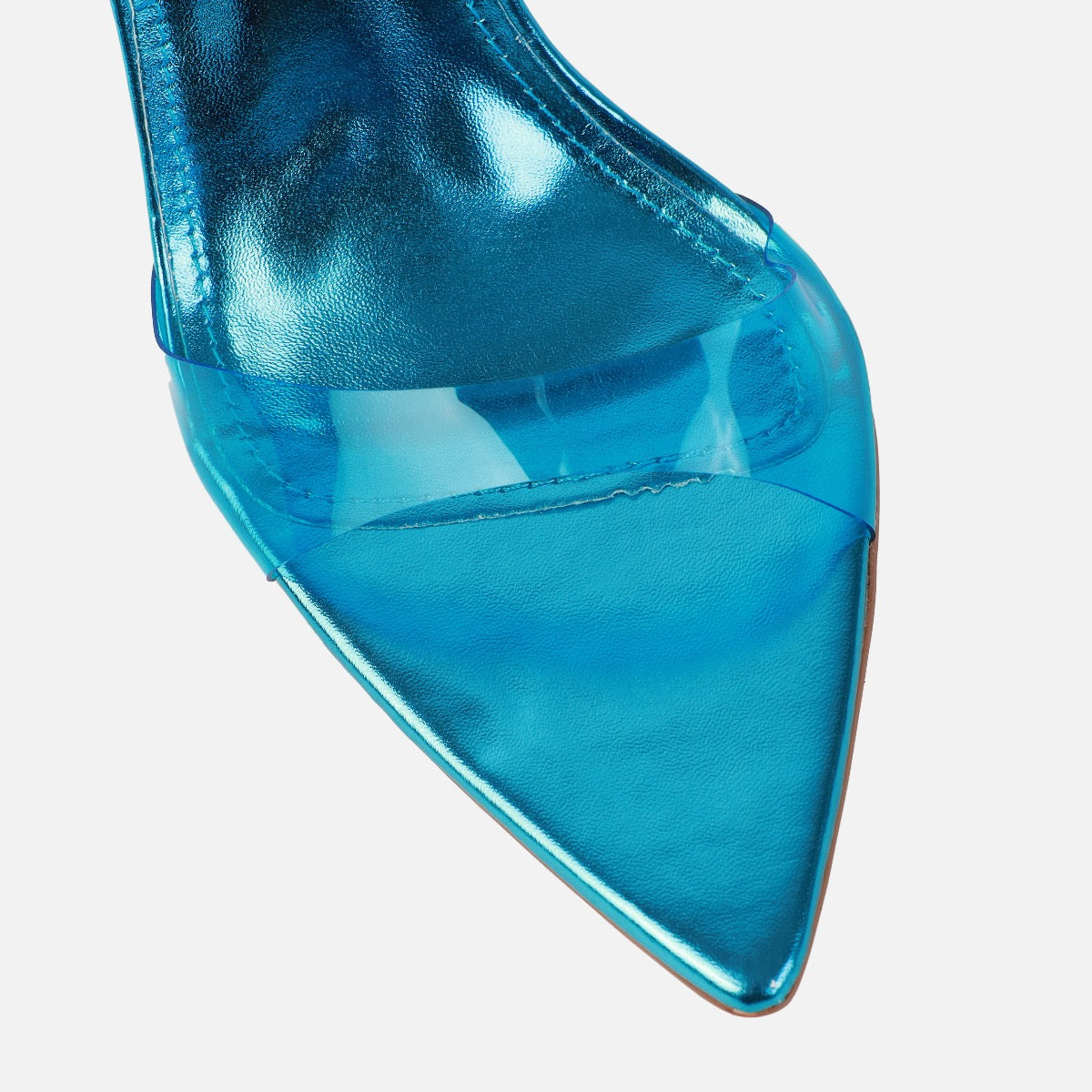 Ariaa Blue Clear Lace Up Stiletto Heels