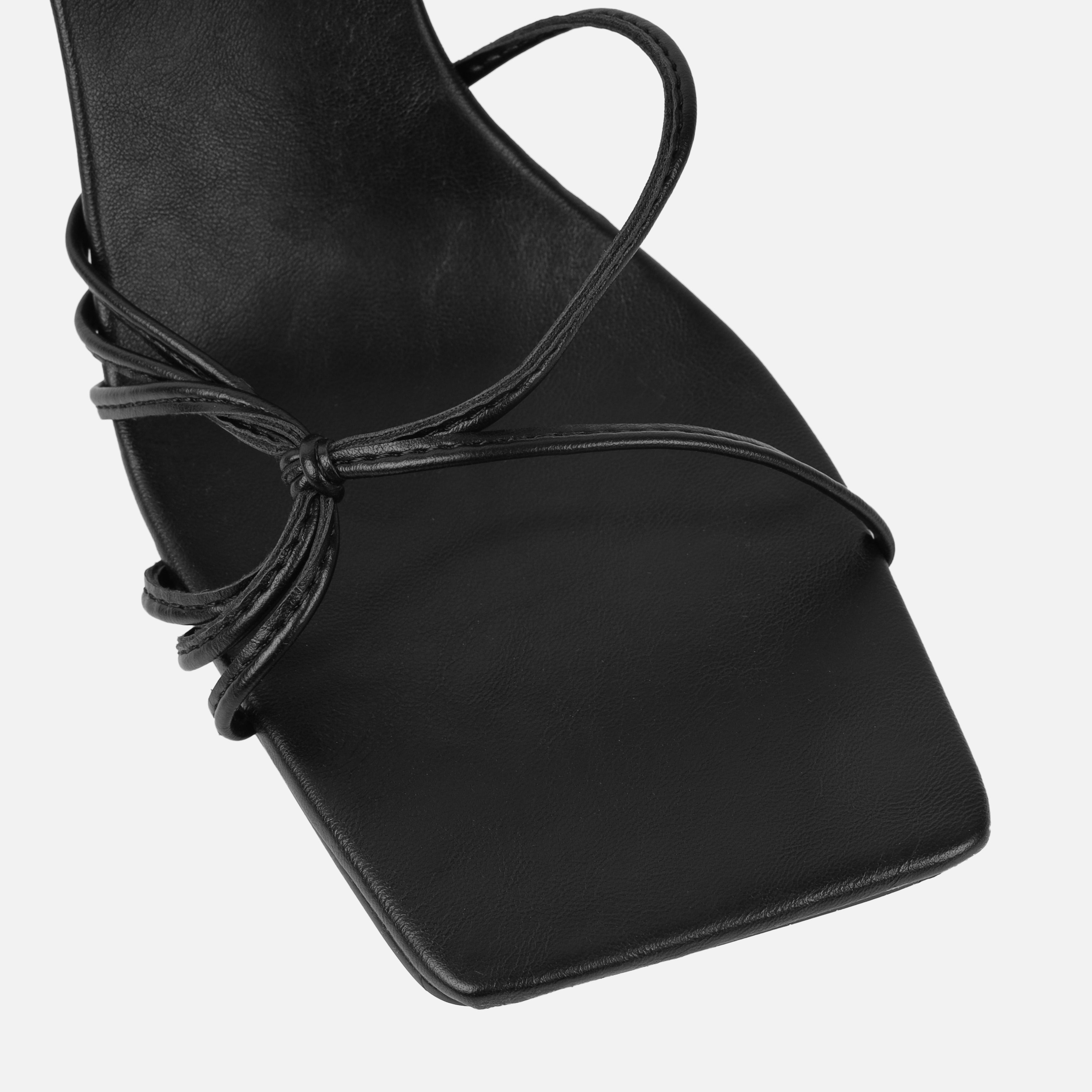 Alami Wide Fit Black Lace Up Mid Heels