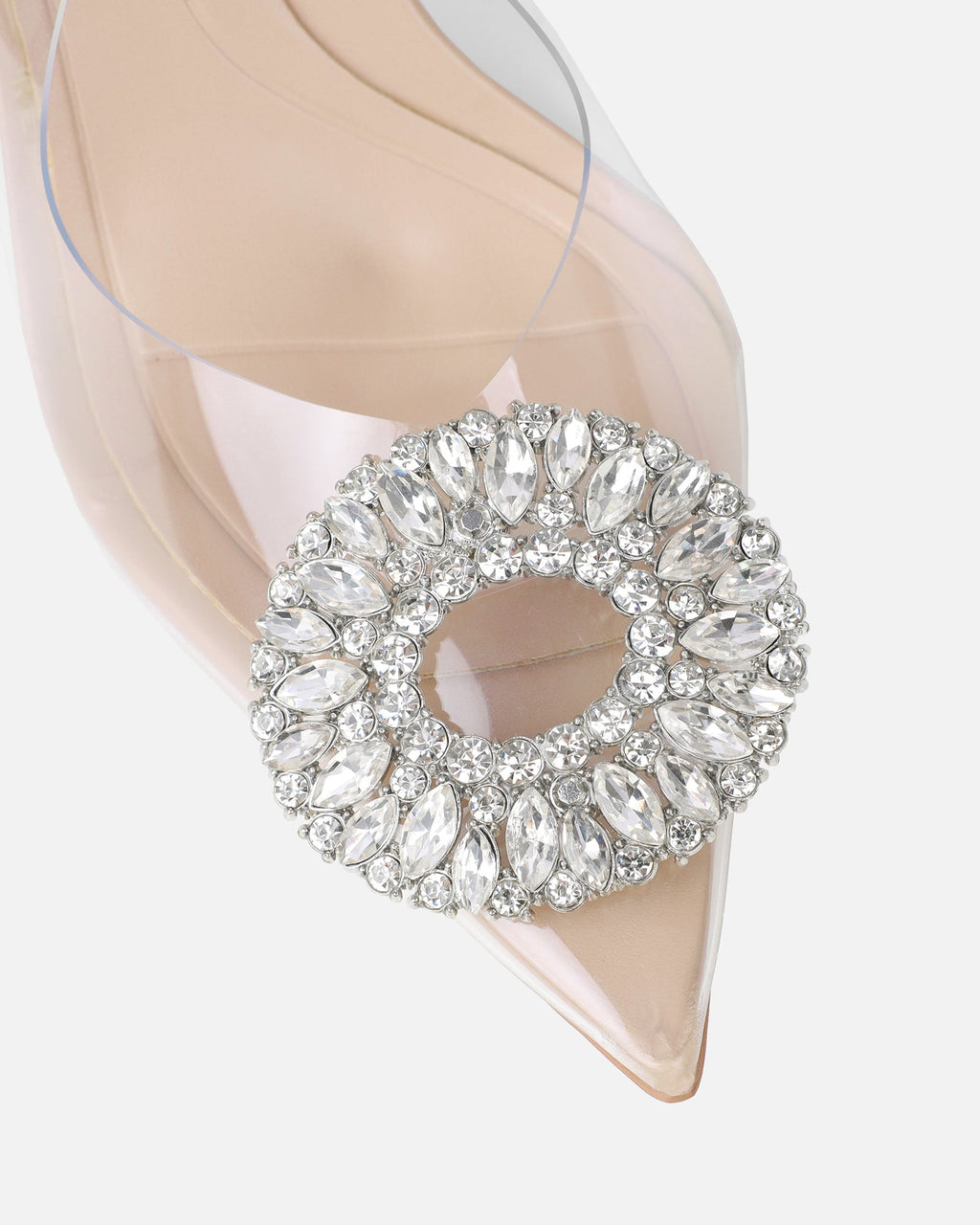 Alanis Nude Clear Diamante Slingback Mid Heel Courts