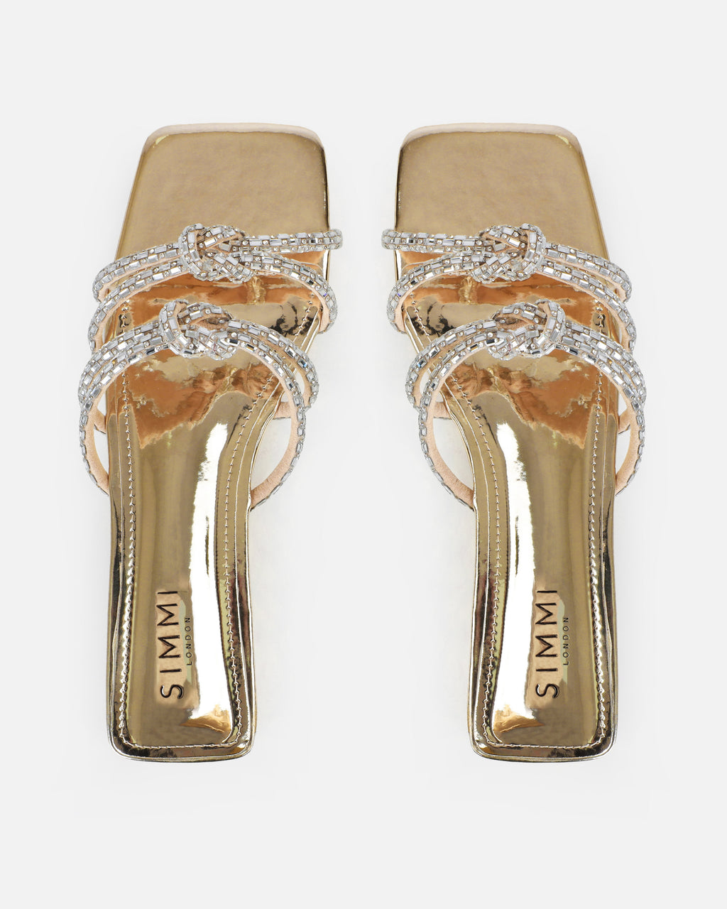 Aliano Gold Patent Diamante Flat Sandals