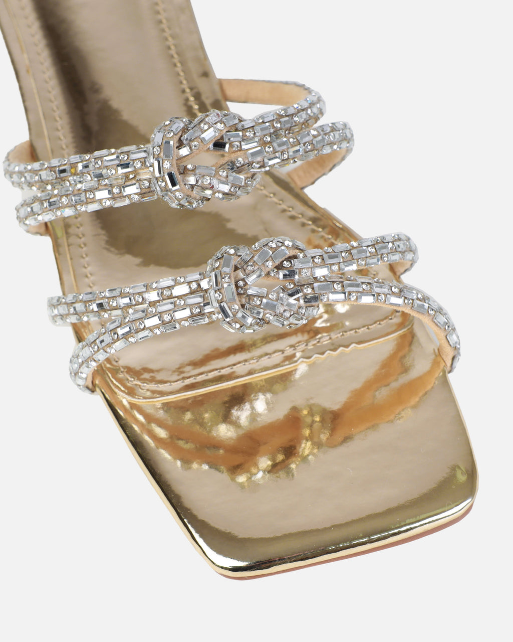 Aliano Gold Patent Diamante Flat Sandals