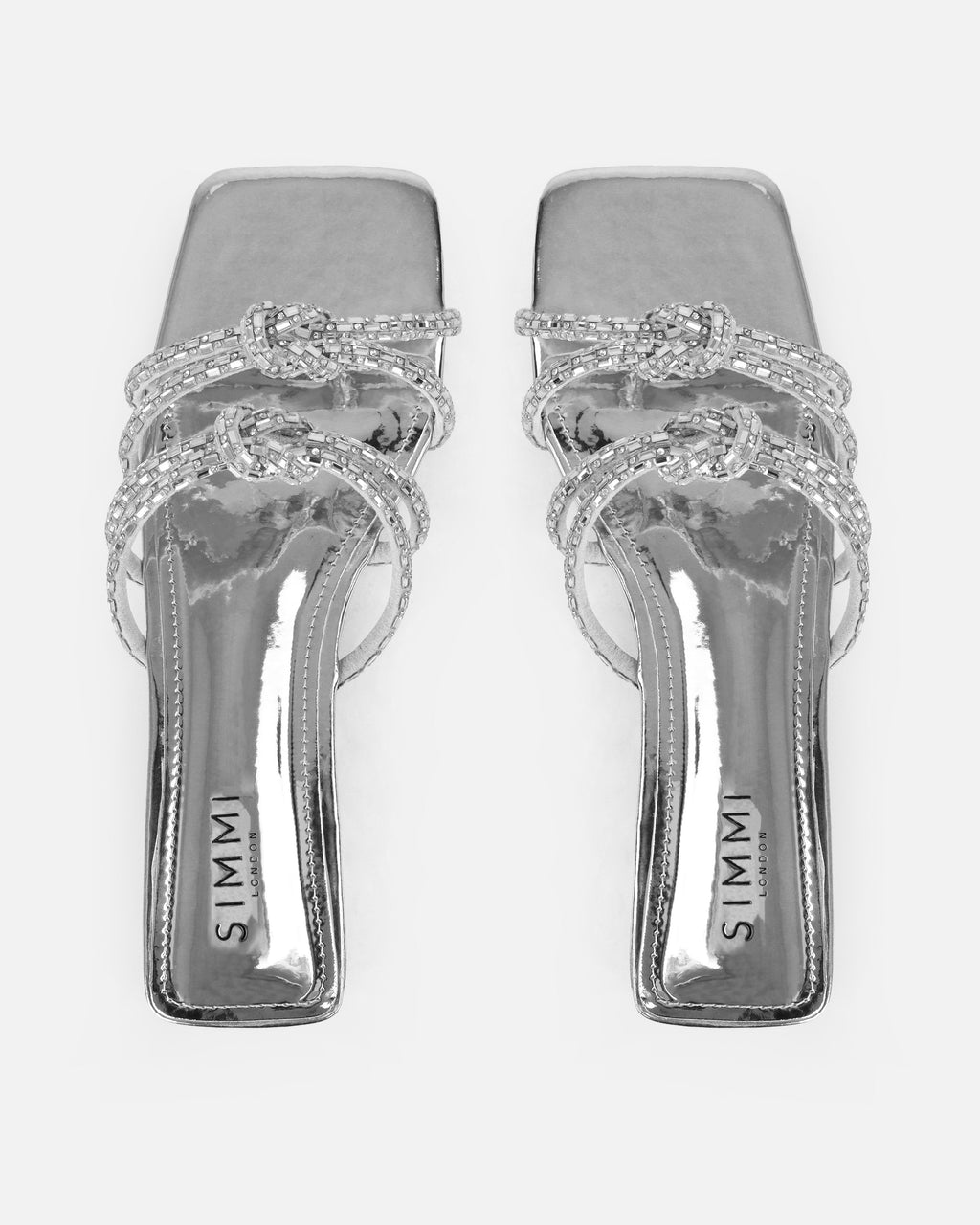 Aliano Silver Patent Diamante Flat Sandals