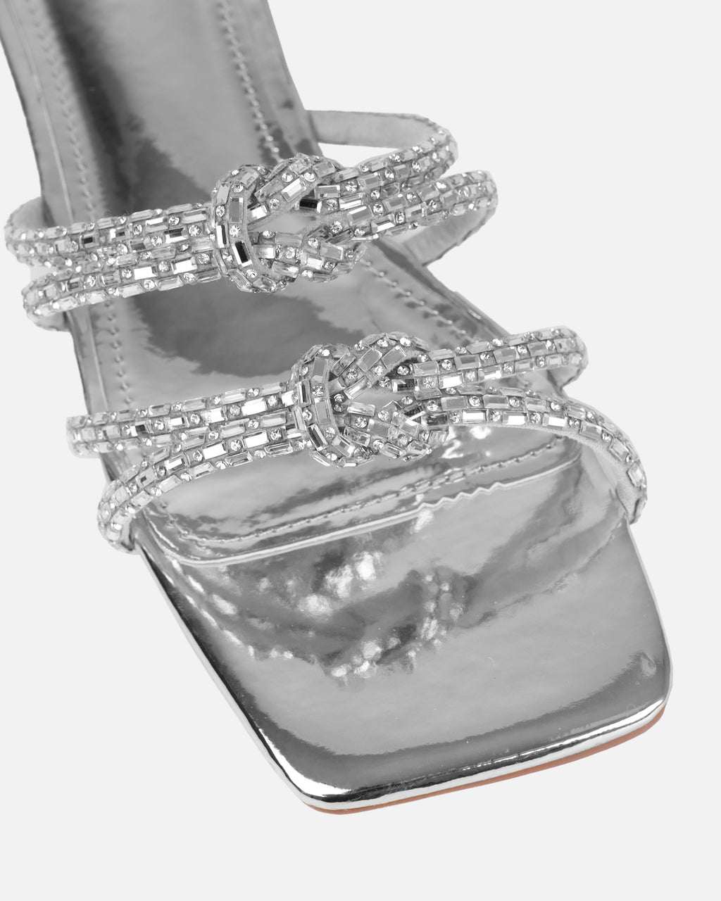 Aliano Silver Patent Diamante Flat Sandals