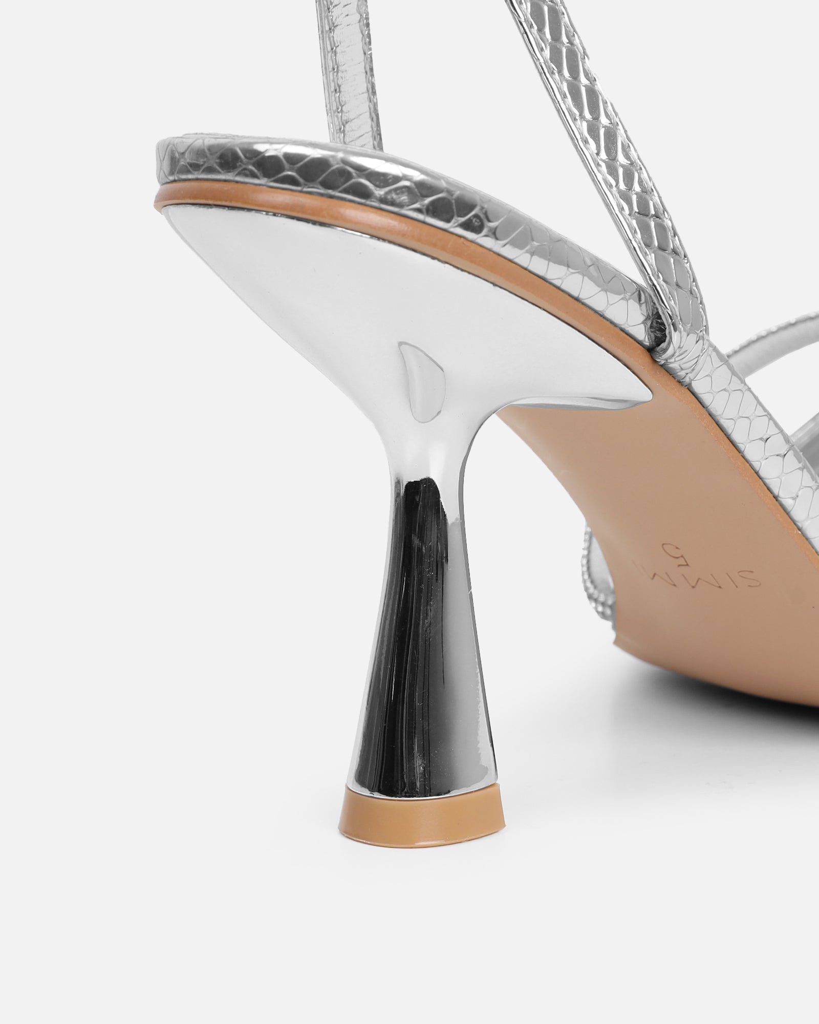 Aliki Silver Snake Diamante Heeled Sandals