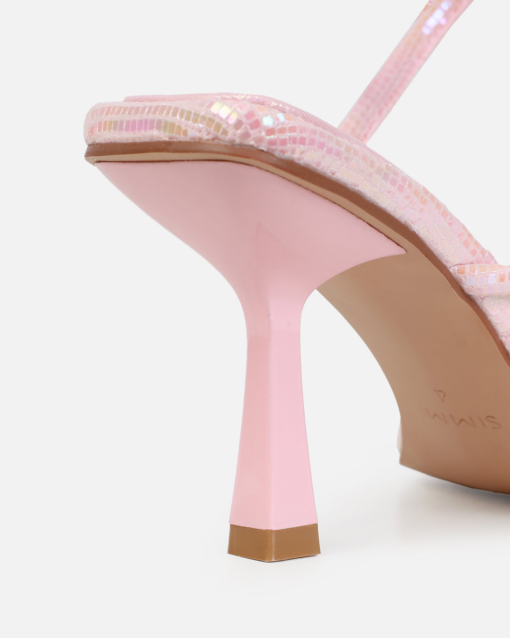 Alisa Pink Iridescent Spiral Mid Heels