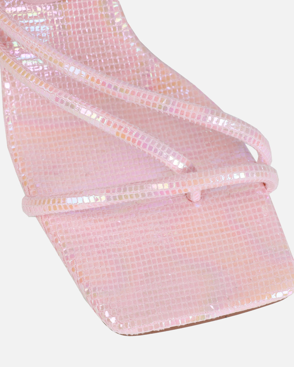 Alisa Pink Iridescent Spiral Mid Heels