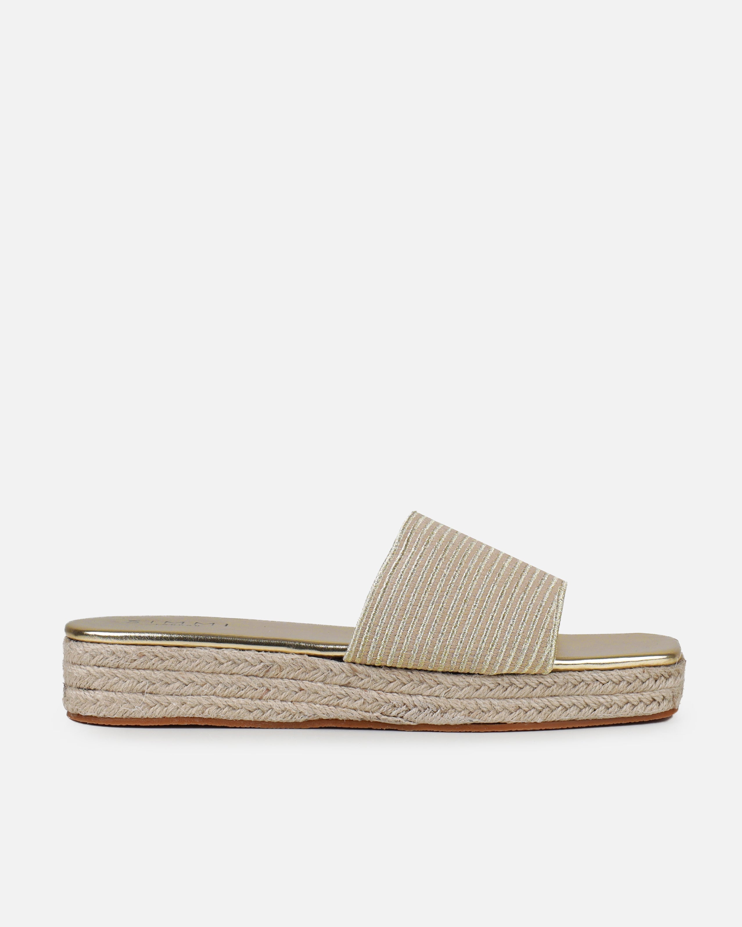 Alohi Beige Embroidered Espadrille Flatform Slides