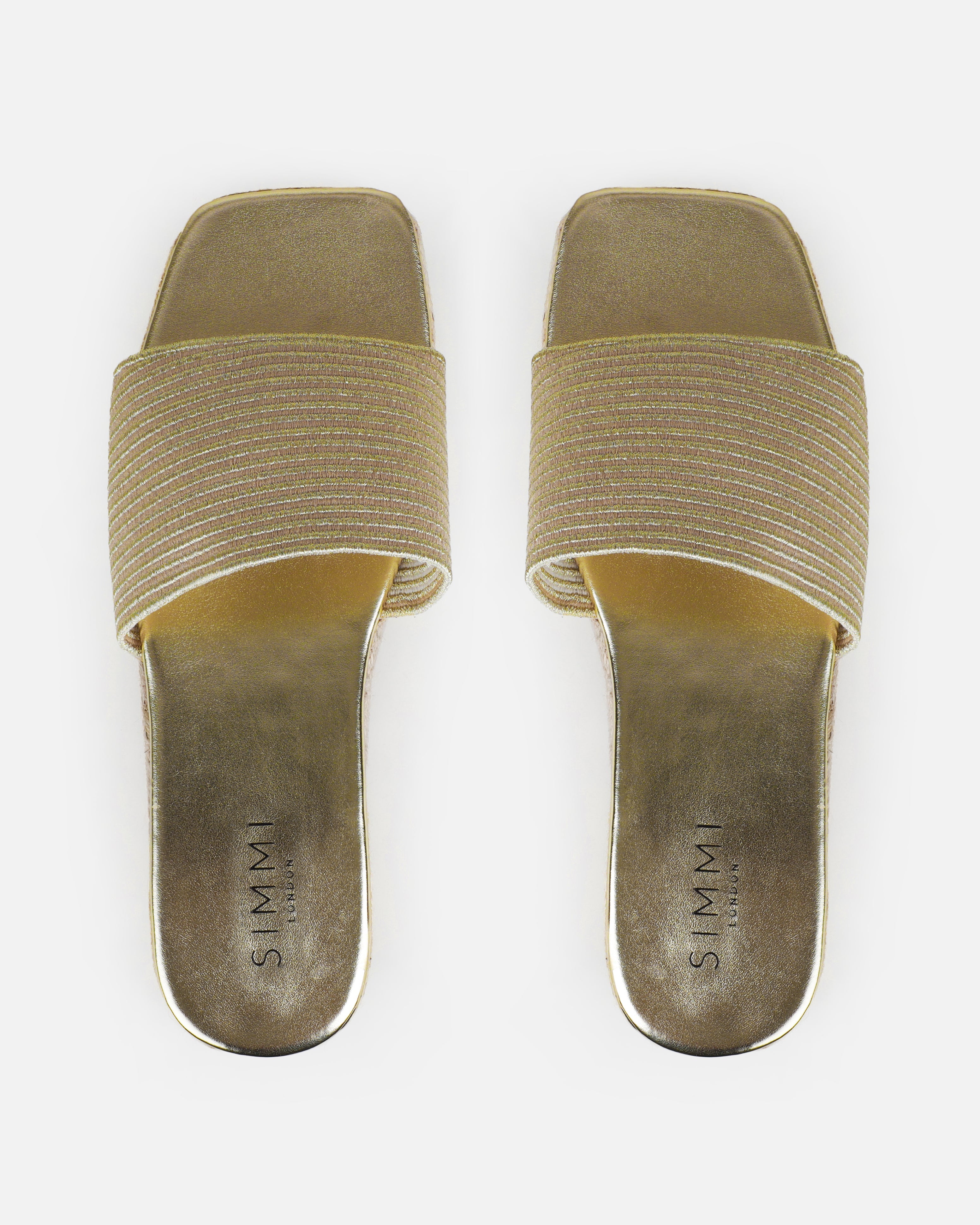 Alohi Beige Embroidered Espadrille Flatform Slides