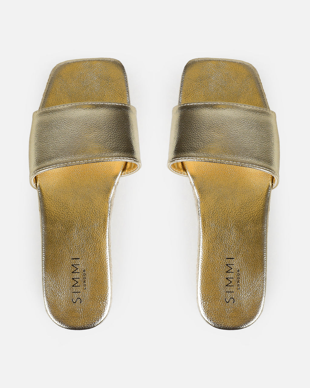 Alohi Gold Cracked Espadrille Flatform Slides