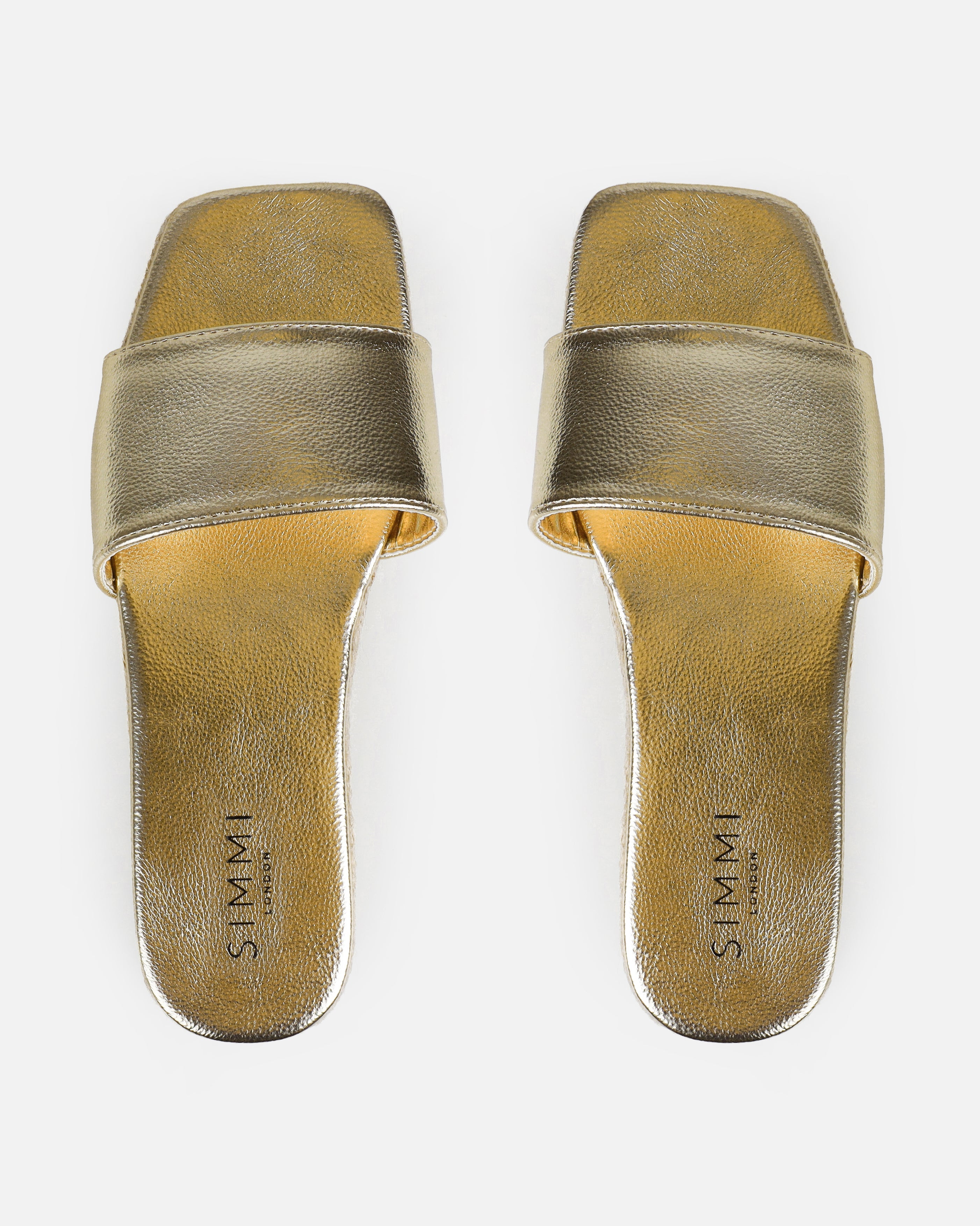 Alohi Gold Cracked Espadrille Flatform Slides