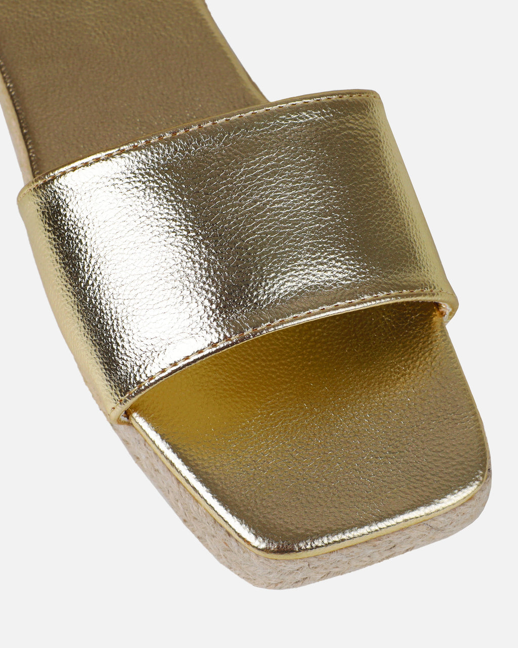 Alohi Gold Cracked Espadrille Flatform Slides