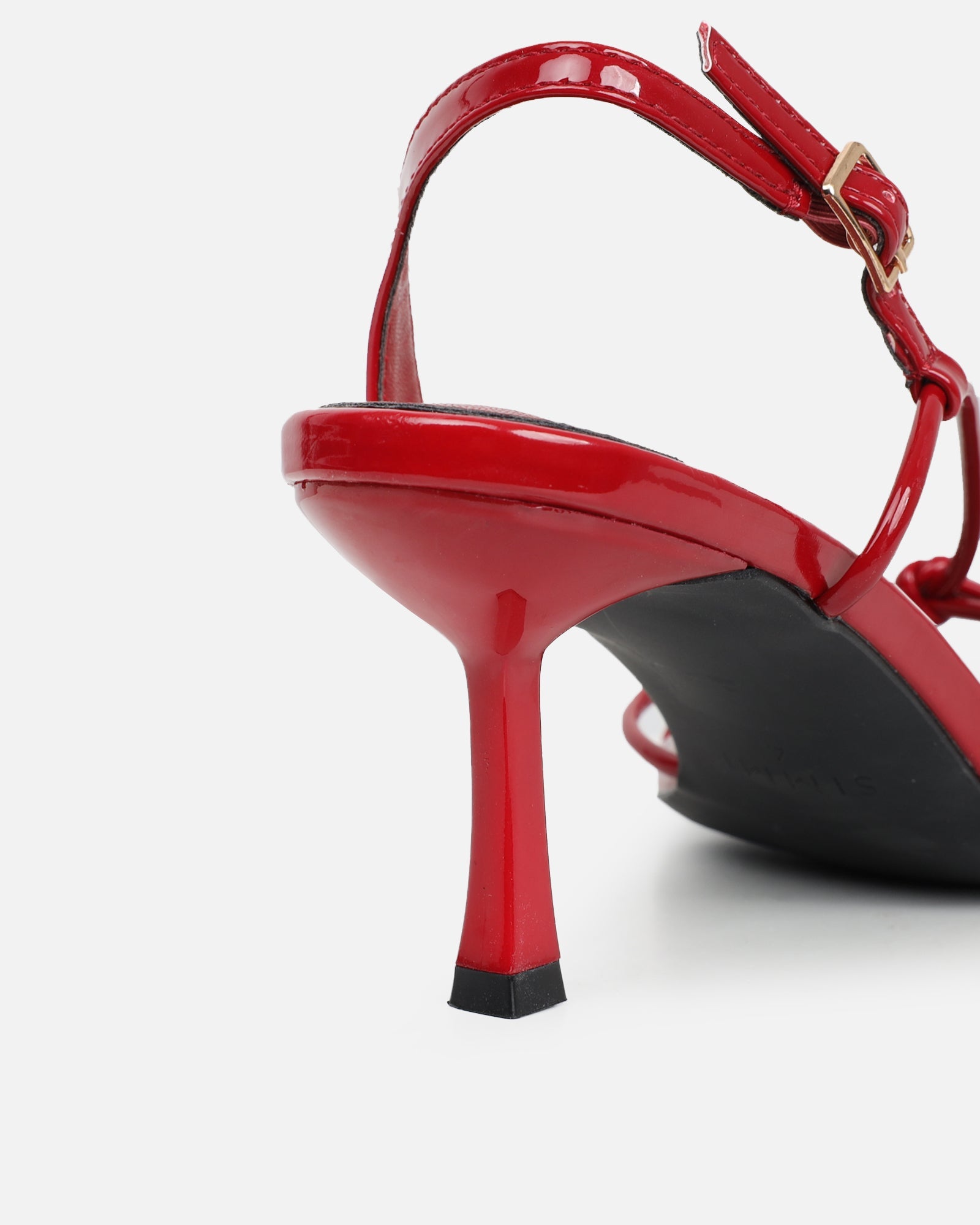 Aixa Burgundy Patent Strappy Knot Heeled Sandals