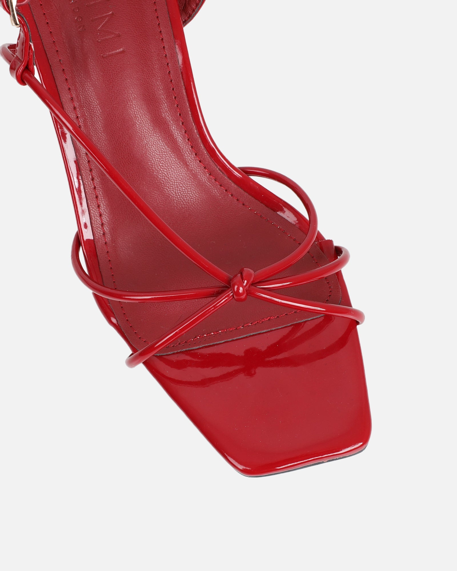 Aixa Burgundy Patent Strappy Knot Heeled Sandals