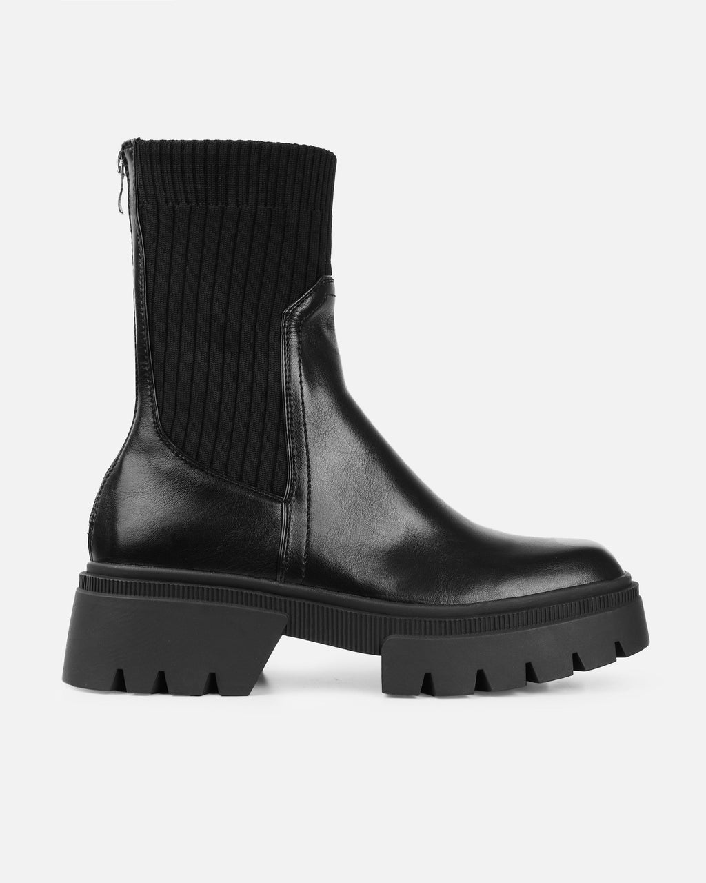 Malakai Black Knit Chunky Ankle Boots