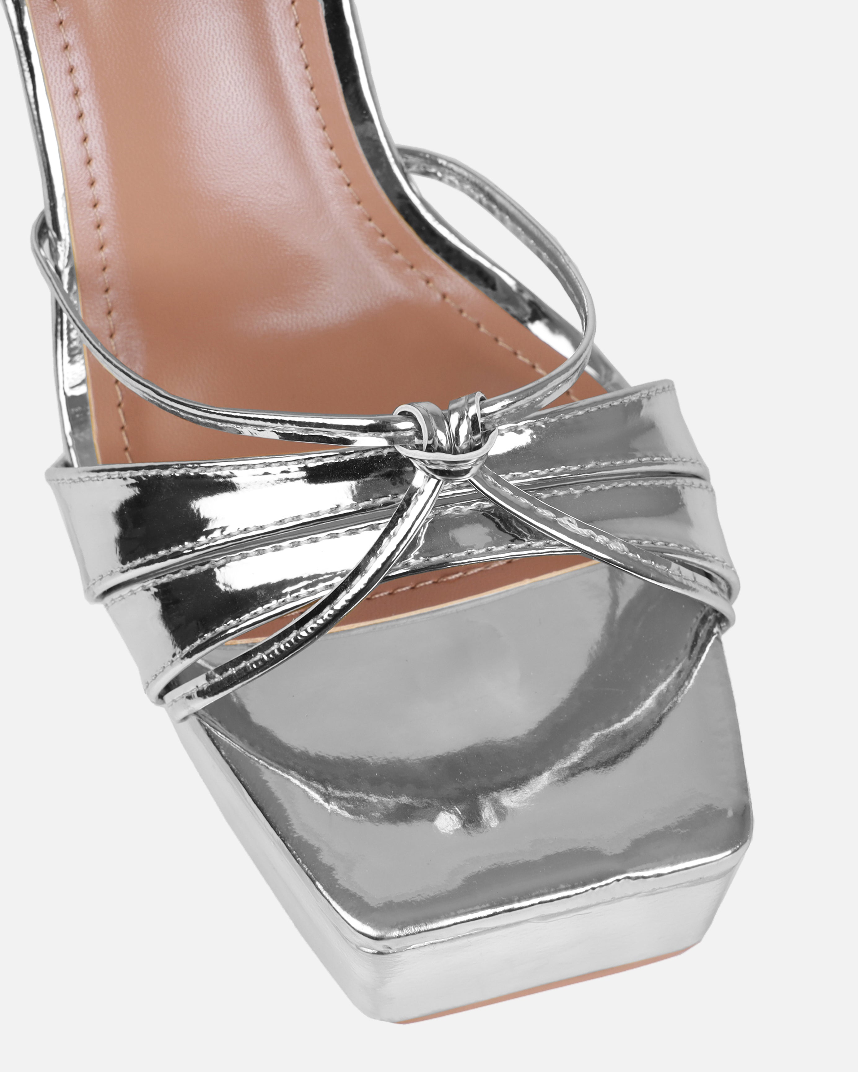 Dionne Crowe Cupcake Silver Platform Block Heels