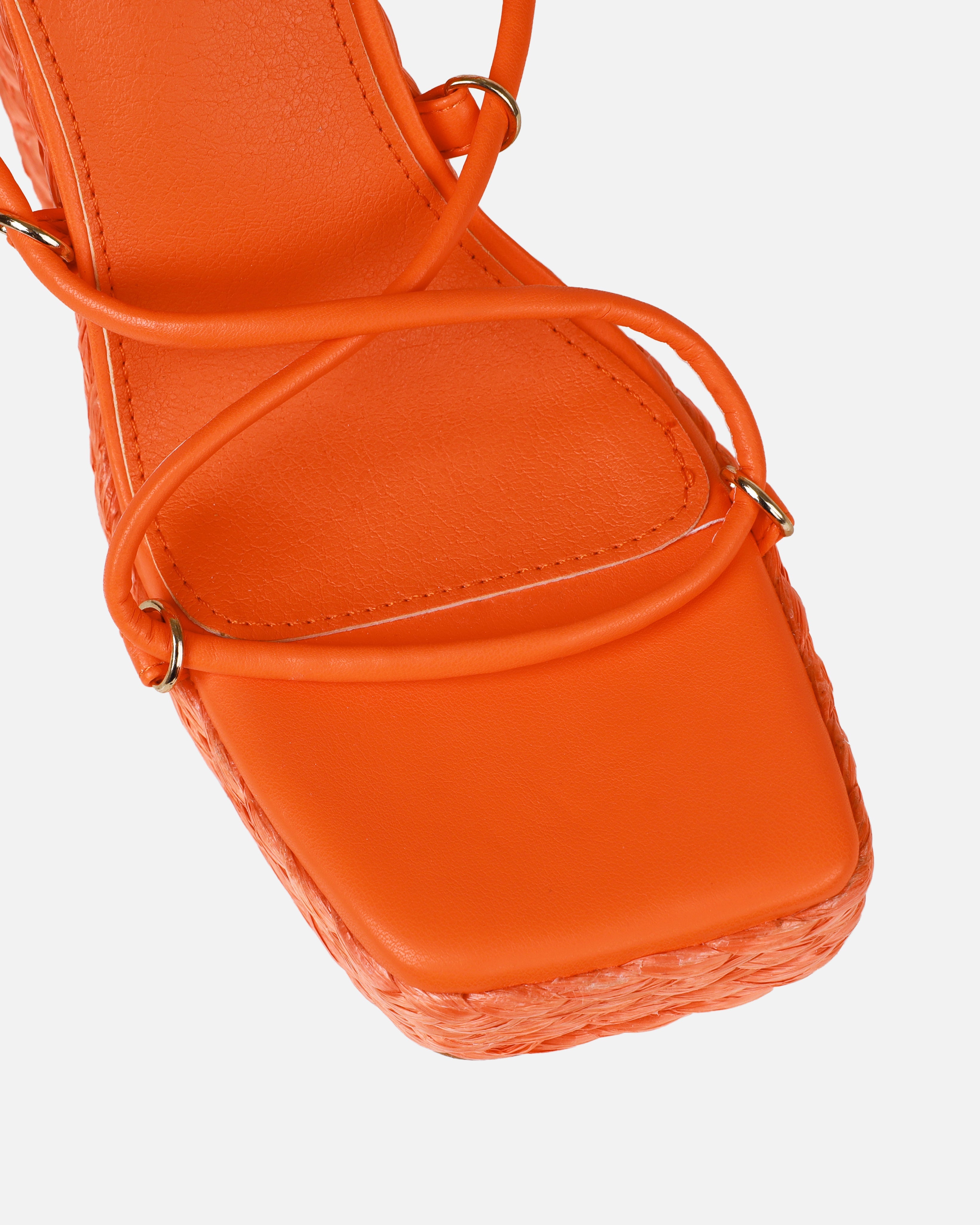 Bambi Orange Espadrille Platform Block Heels