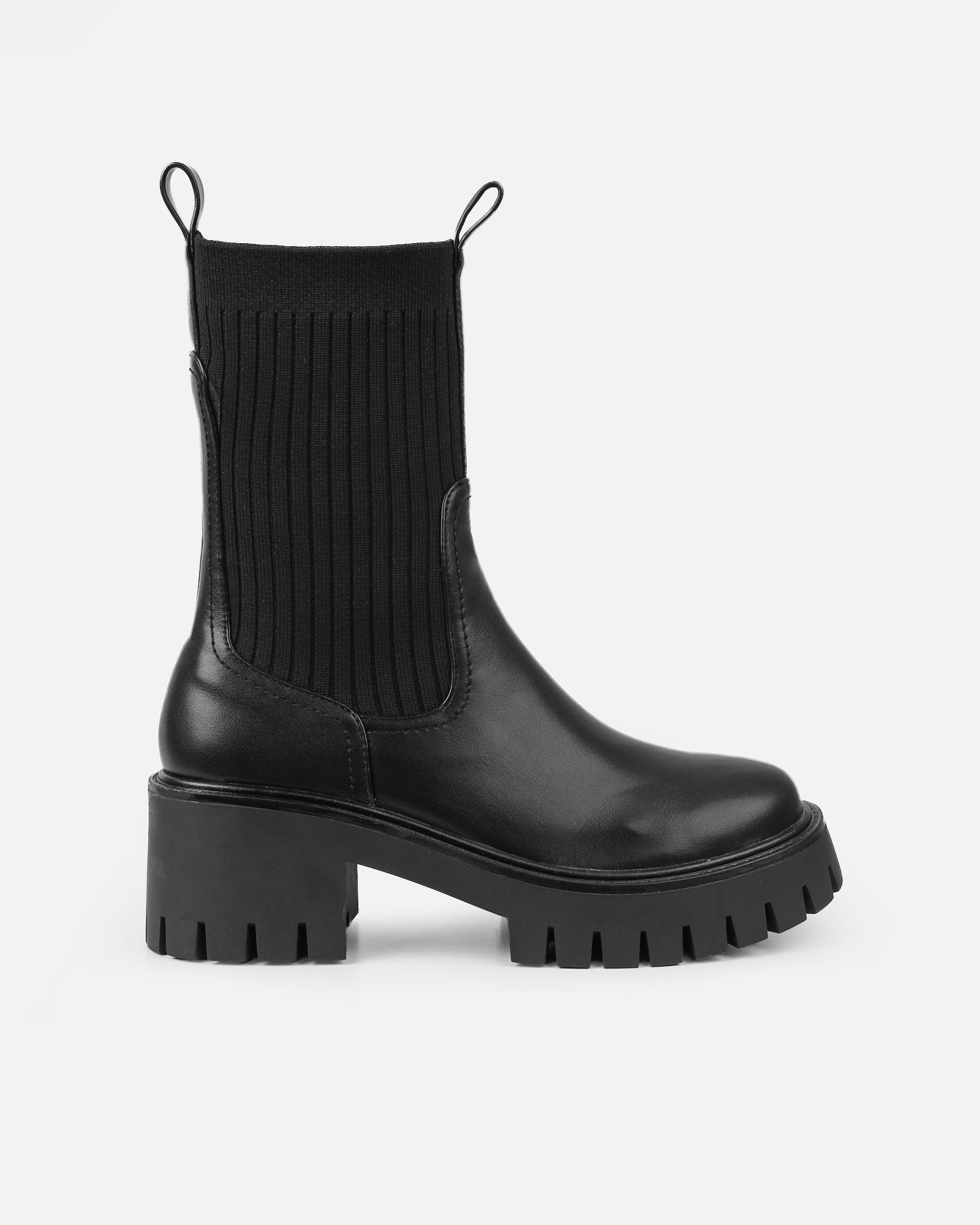 Albie Black Chunky Knitted Ankle Boots