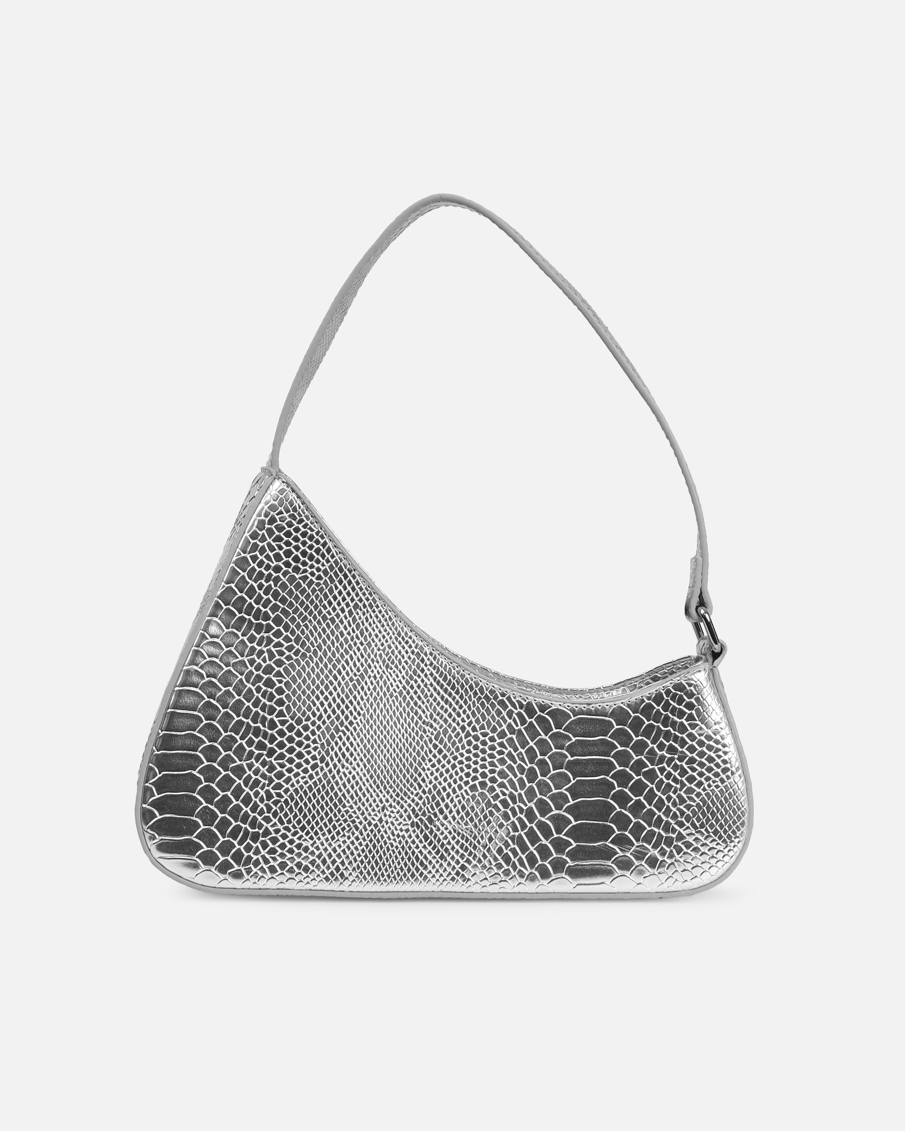 Cinzia Silver Snake Effect Shoulder Bag