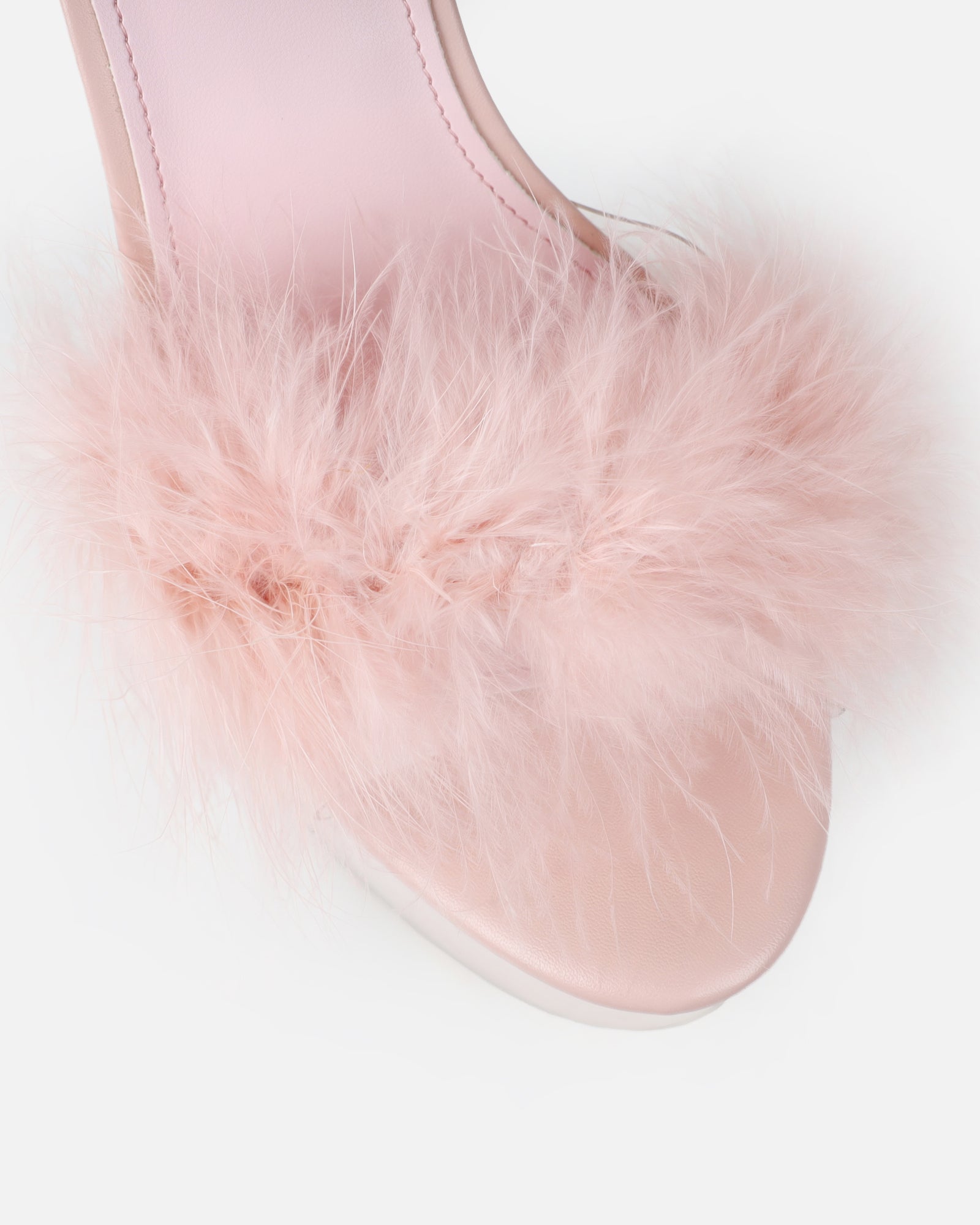 Diva Pink Clear Platform Fluffy Heeled Sandals