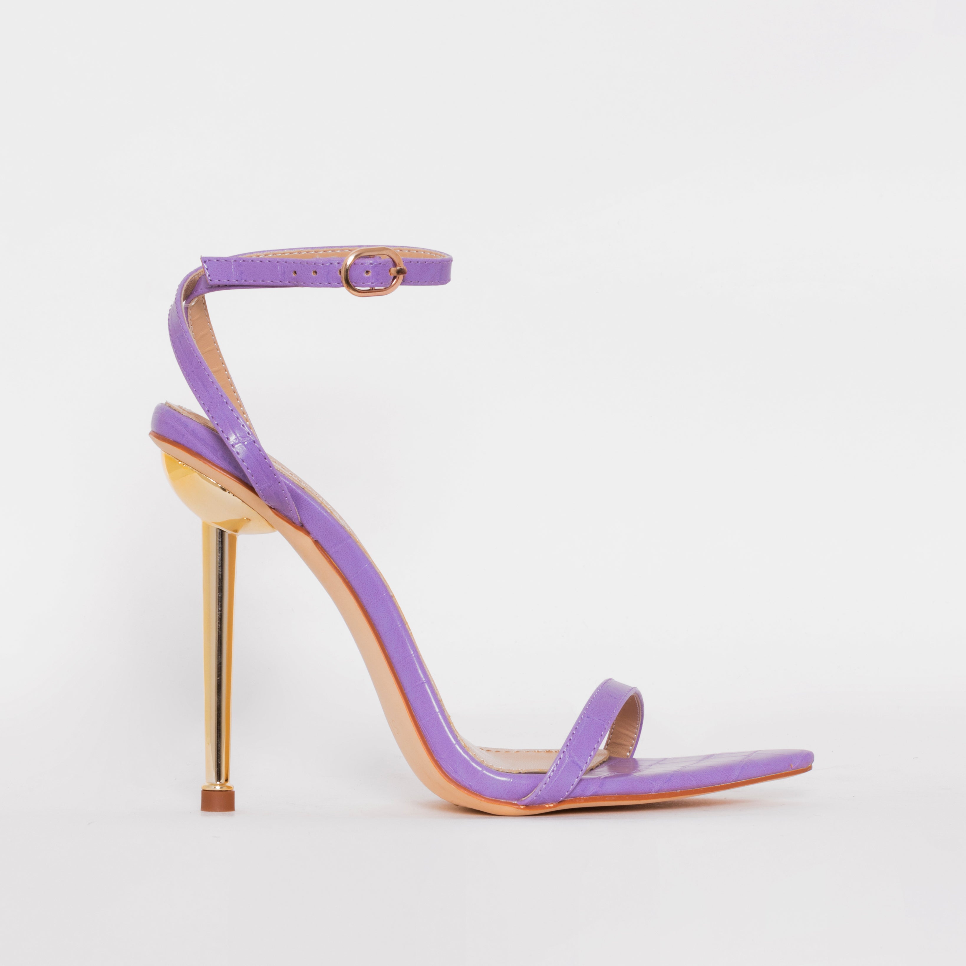 Fran Purple Croc Print Stiletto Heels