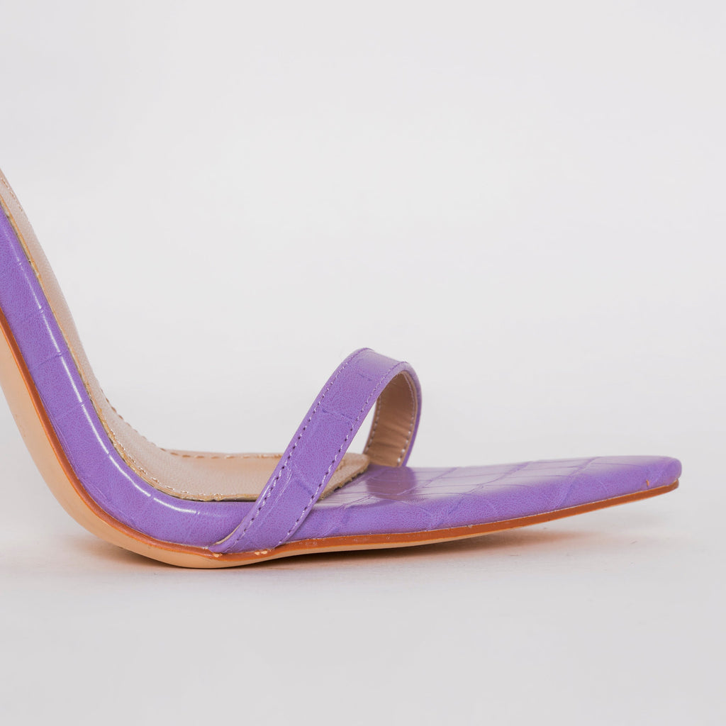 Fran Purple Croc Print Stiletto Heels