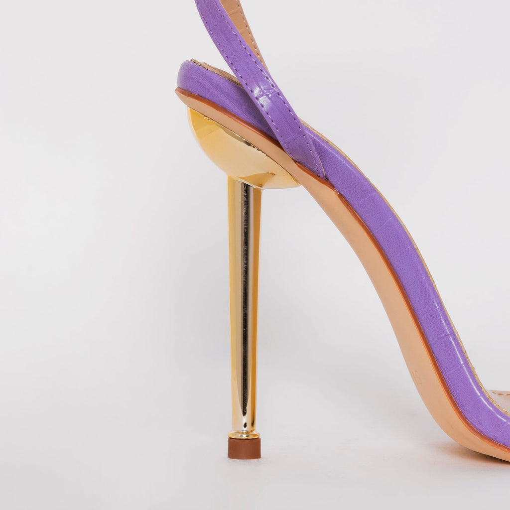 Fran Purple Croc Print Stiletto Heels