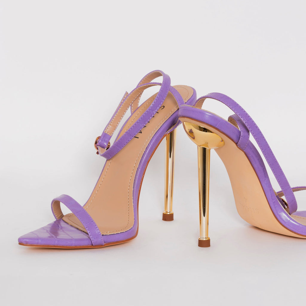 Fran Purple Croc Print Stiletto Heels