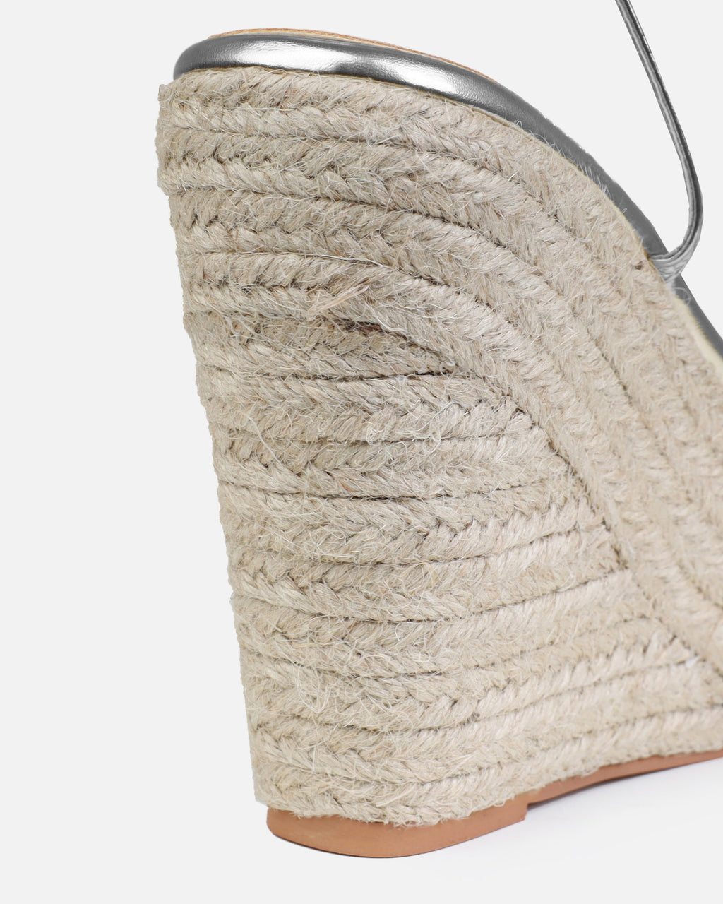 Olive Silver Braided Strappy Espadrille Wedges