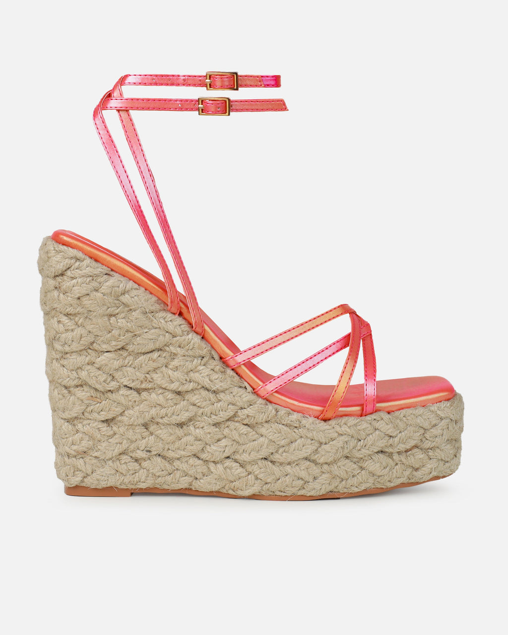 Akela Orange Ombre Wedge Espadrille Sandals