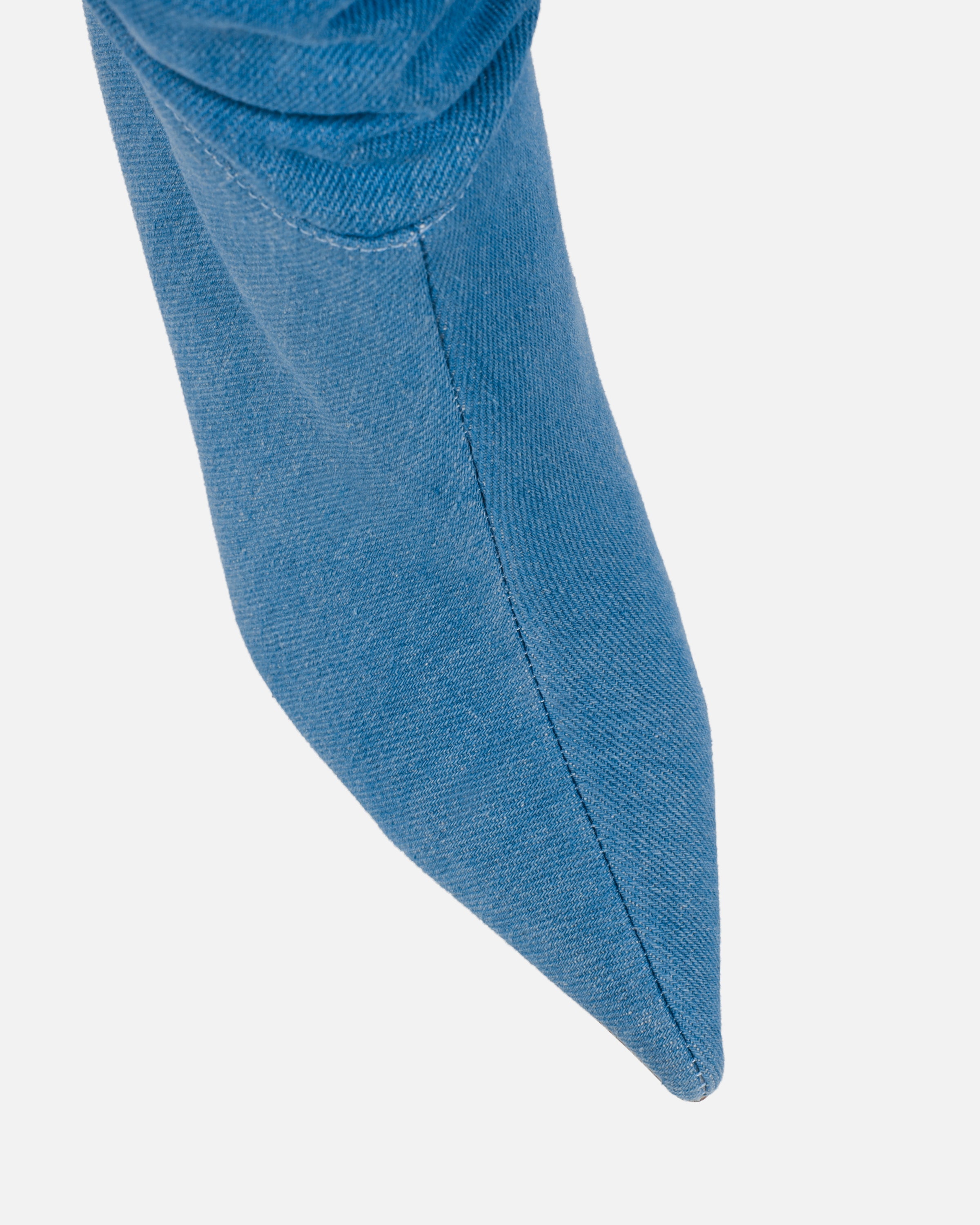 Gilton Blue Denim Faux Suede Ruched Over The Knee Thigh High Boots