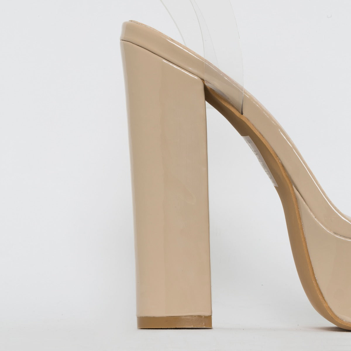 Halo Clear Nude Patent Platform Heels