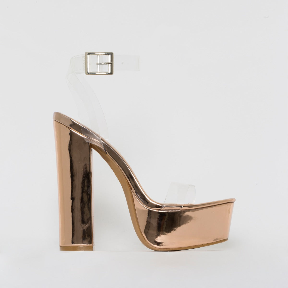 Halo Clear Rose Gold Platform Heels