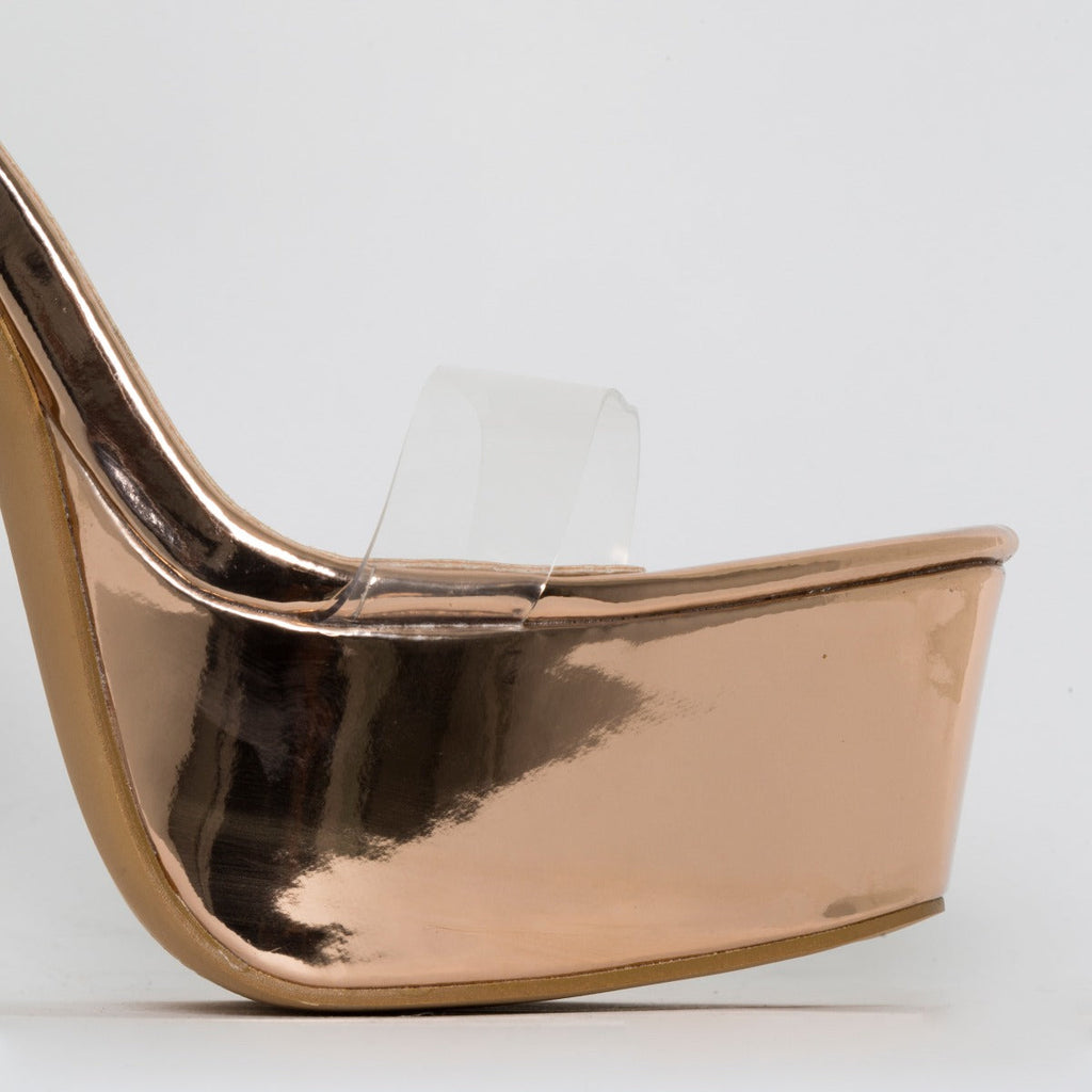 Halo Clear Rose Gold Platform Heels
