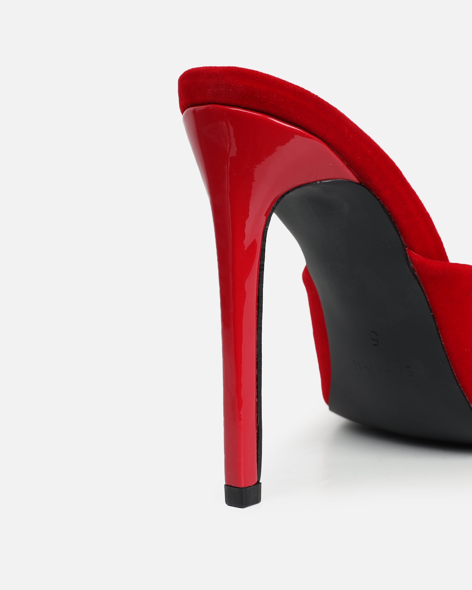 Halima Dark Red Suede Bow Detail Heeled Mules