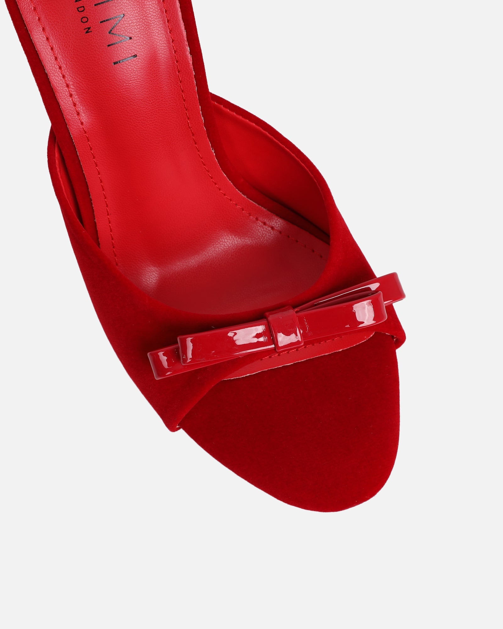 Halima Dark Red Suede Bow Detail Heeled Mules