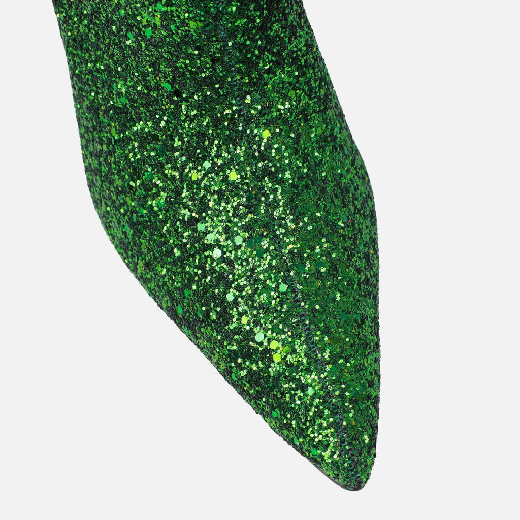 Houda Green Glitter Ankle Boots