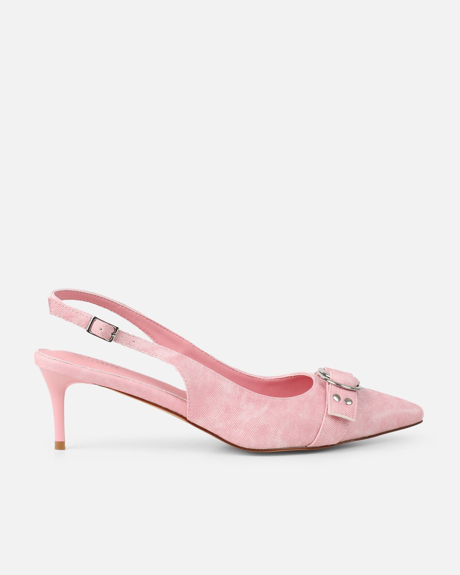 Garnet Pink Denim Low Court Shoes