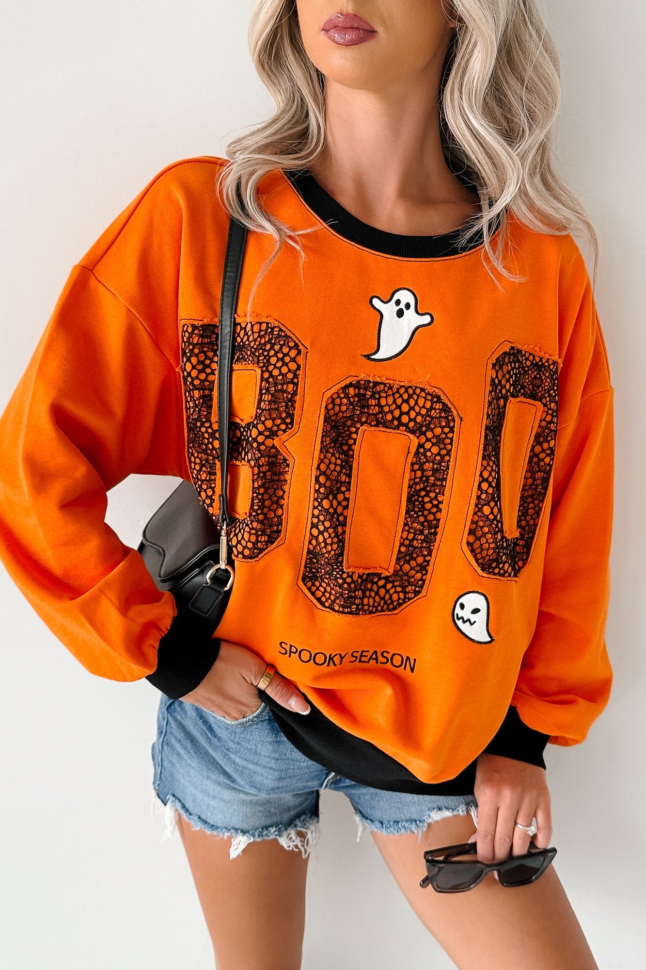 "BOO Spooky Season" Embroidered Sweatshirt (Pumpkin)