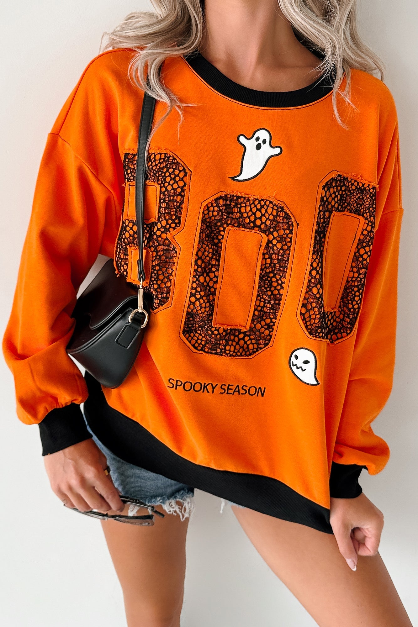"BOO Spooky Season" Embroidered Sweatshirt (Pumpkin)
