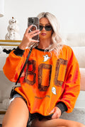 "BOO Spooky Season" Embroidered Sweatshirt (Pumpkin)