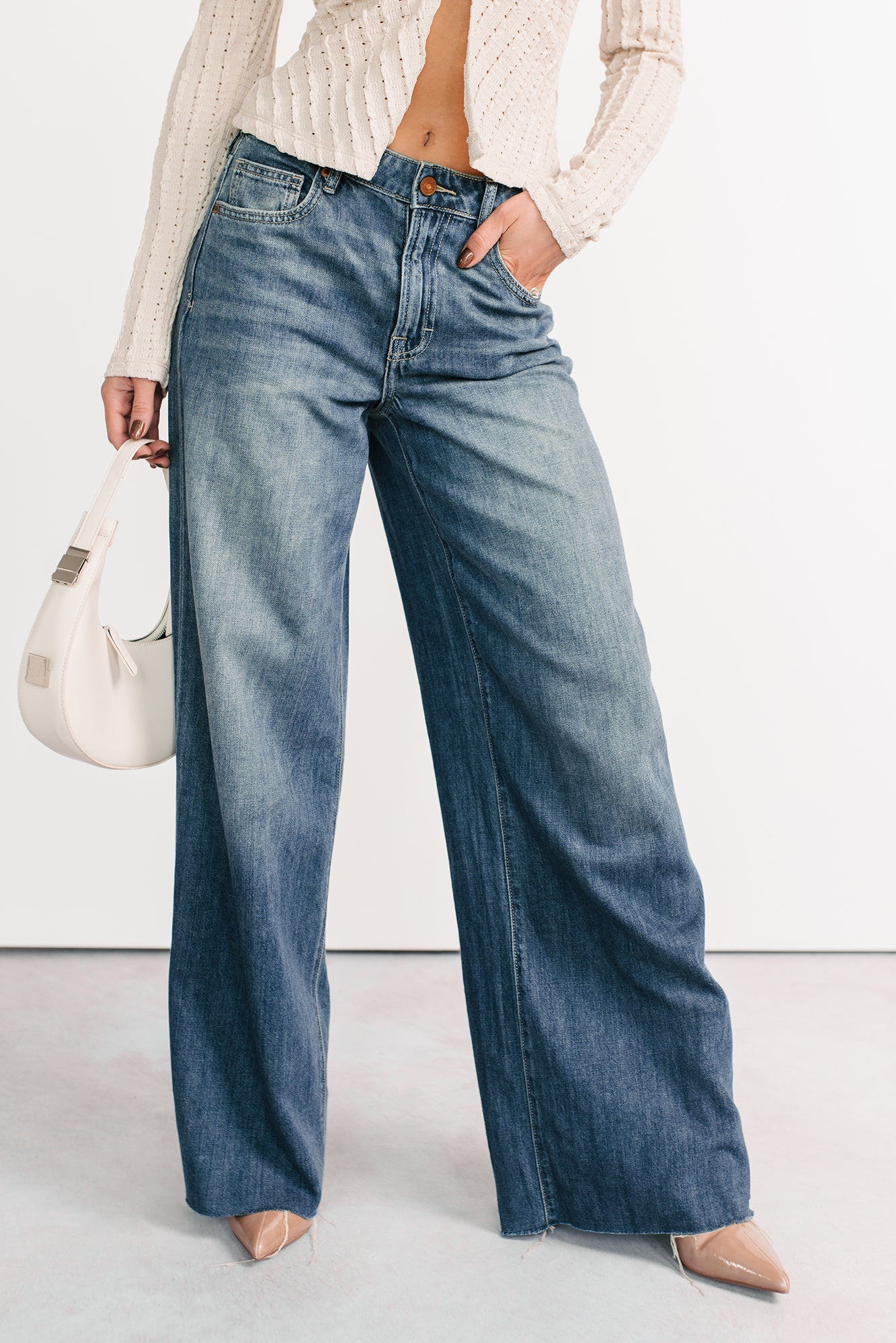 Aldo High Rise Wide Leg Hidden Brand Jeans (Medium Vintage)