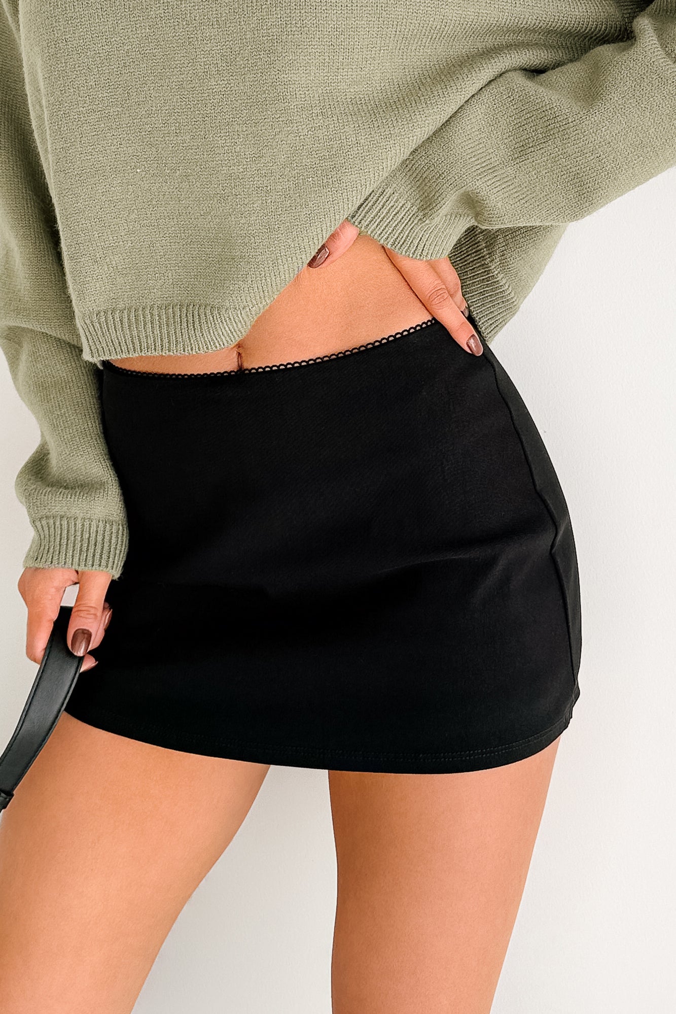 Always Going Somewhere Knit Micro Mini Skirt (Black)