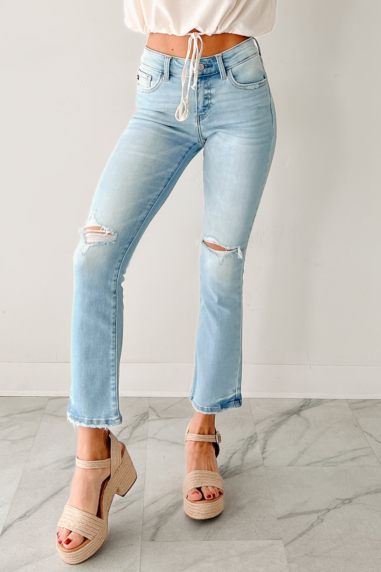 Koa Kick Flare Distressed Kancan Jeans (Light)