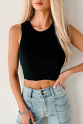 Dream On Ribbed Crop Tank (Black)