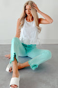 A Cup Of Quiet Sleeveless Ruffle Tie Top (White)