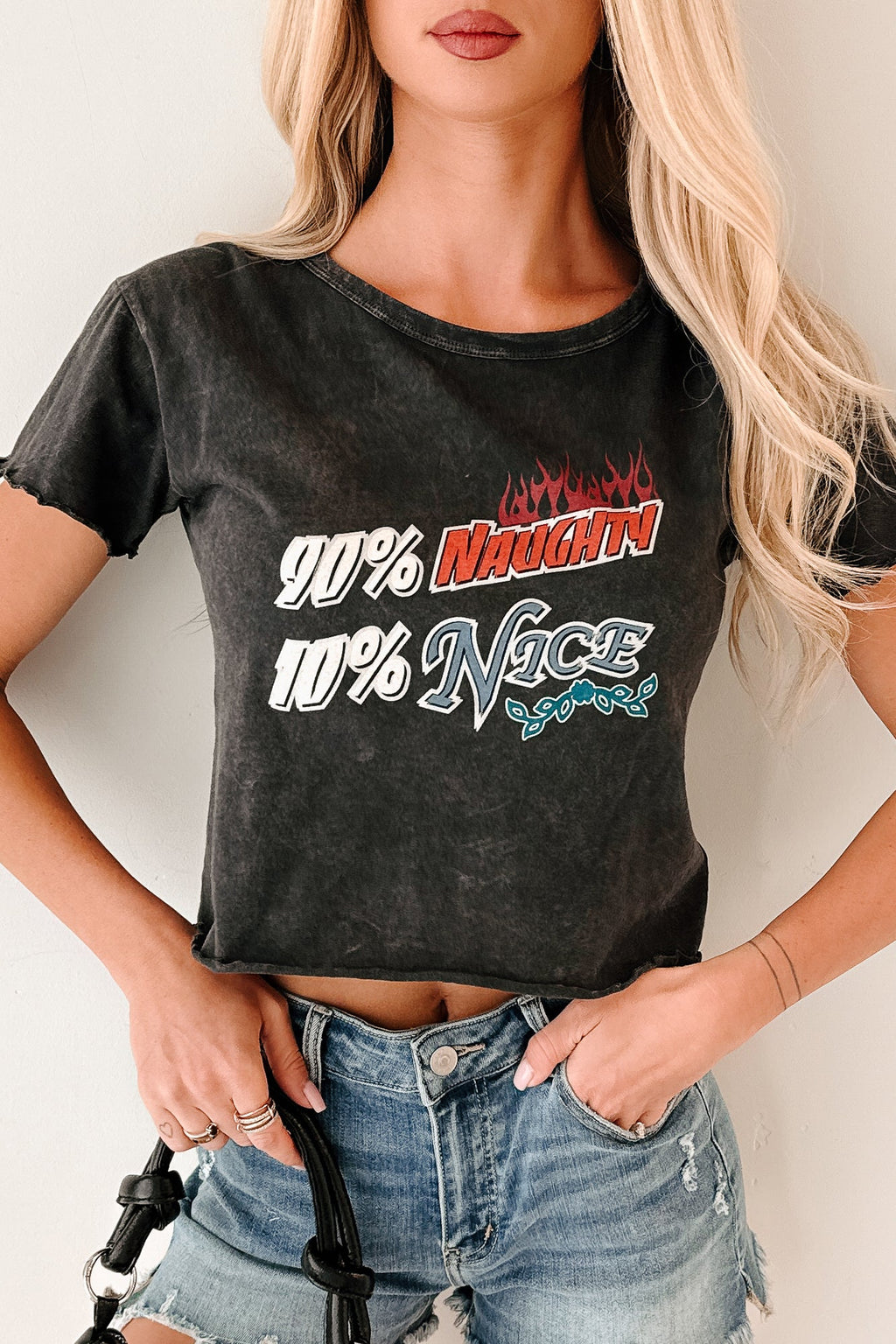 "90% Naughty 10% Nice" Graphic T-Shirt (Charcoal)