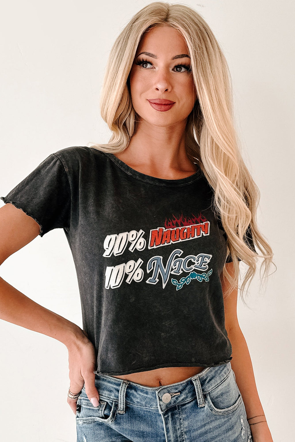 "90% Naughty 10% Nice" Graphic T-Shirt (Charcoal)