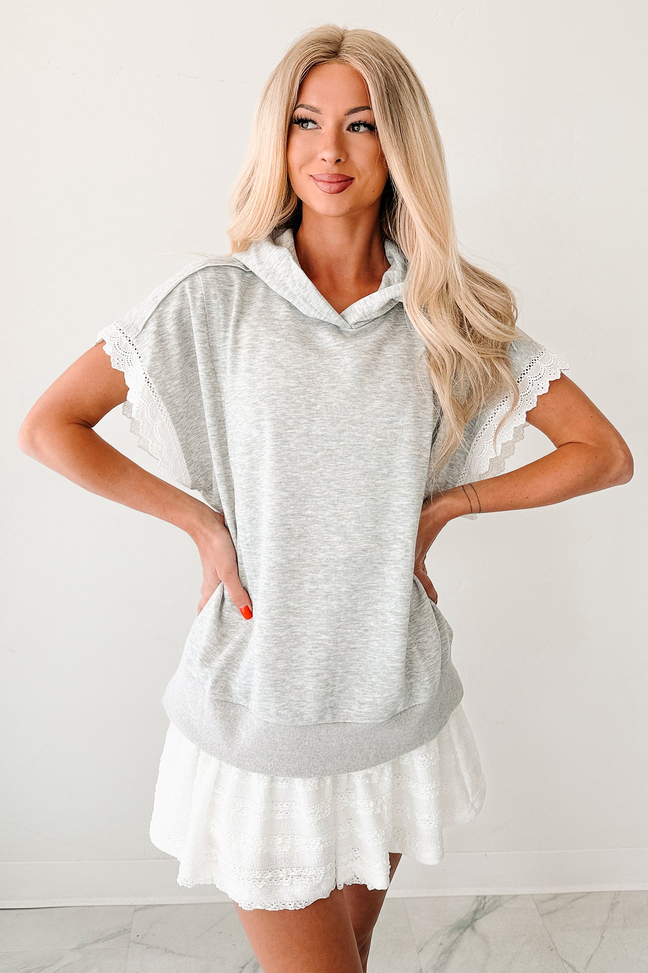 Cuddle Weather Short Sleeve Hoodie (Heather Grey)
