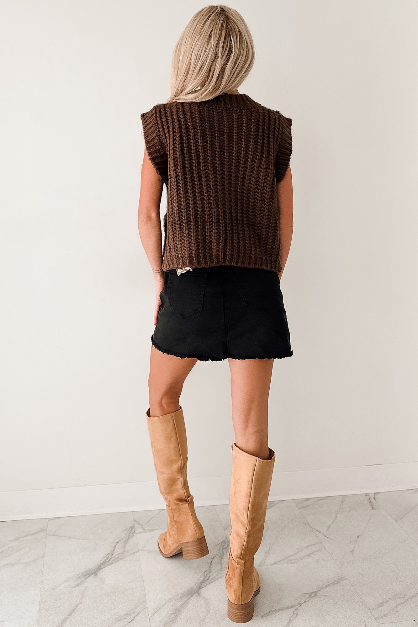 Amber Hours Sleeveless Sweater Top (Brown)